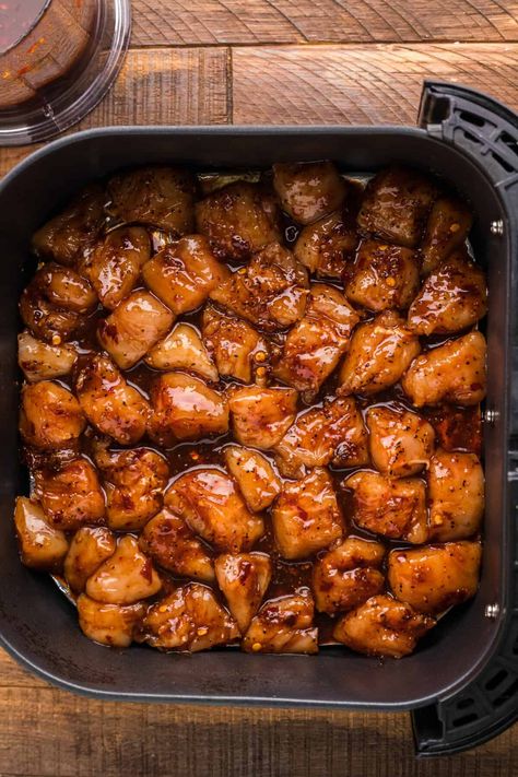 Firecracker Chicken Air Fryer, Air Fry Asian Chicken, Firecracker Chicken Wraps, Air Fryer Barbecue Chicken, Air Fryer Asian Chicken, Spicy Air Fryer Chicken, Firecracker Recipe, Cosori Air Fryer Recipes, Air Fryer Meat