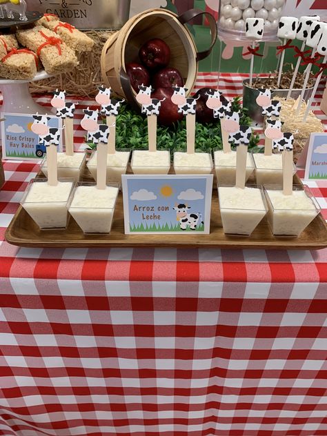 Diy Farm Centerpieces Birthday, Farm Theme Sweets Table, Farm Theme Treat Table, Farm Treat Table, Barnyard Table Decor, Farm Party Dessert Table, Farm Animal Dessert Table, Farm Theme Cake Pops, Farm Theme Treats