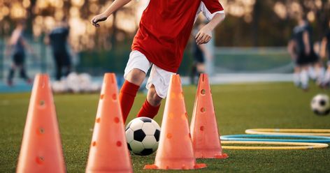 Check out this article from Let Grow about why you should not feel like you have to watch your child's sports practices. Drill Boy, Red Soccer Jersey, Young Football Players, Soccer Practice Drills, Cone Drills, Sports Parent, Football Practice, Football Pitch, Soccer Practice