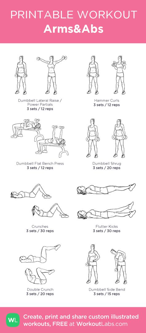 Arms&Abs – my custom workout created at WorkoutLabs.com • Click through to download as printable PDF! #customworkout Arms And Abs Workout At Home, Arms Legs Abs Workout Schedule, Arm Routine Gym, Printable Arm Workout Women, Arm Day Routine Gym, Arm Routine For Women Gym, Combo Workouts, Ab And Arm Workout, Workout Labs