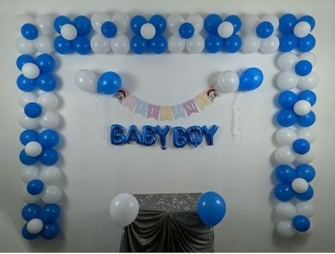 Simple Balloon Decorations, Balloon Decorations Birthday, Simple Balloon Decoration, Indian Baby Shower Decorations, New Born Baby Boy, Naming Ceremony Decoration, Baby Boy Decorations, Birthday Decorations At Home, 1st Birthday Balloons