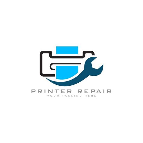 Printer repair logo design concept | Premium Vector #Freepik #vector #business Repair Logo Design, Printer Logo, Corporate Identity Mockup, Business Card Design Black, Business Postcards, Business Card Set, Logo Design Concept, Modern Quotes, Cleaning Business Cards