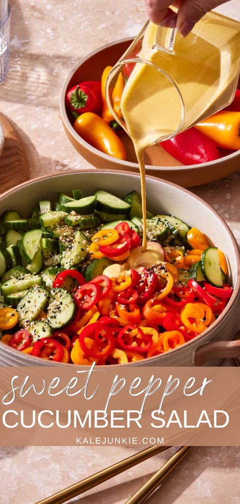 Peppers Salad Recipes, Sweet Pepper Cucumber Salad, Cucumber And Sweet Pepper Salad, Sweet Pepper And Cucumber Salad, Cucumber Sweet Pepper Salad, Pepper Salad Recipes, Sweet Pepper Salad Recipe, Cucumber And Pepper Salad, Pepper Cucumber Salad