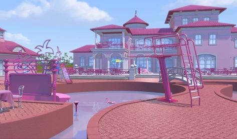 Barbie Sims, Bloxburg Beach House, Barbiecore Aesthetic, Barbie Life In The Dreamhouse, Life In The Dreamhouse, Dream House Mansions, Preppy House, Princess Bedrooms, Barbie Bedroom