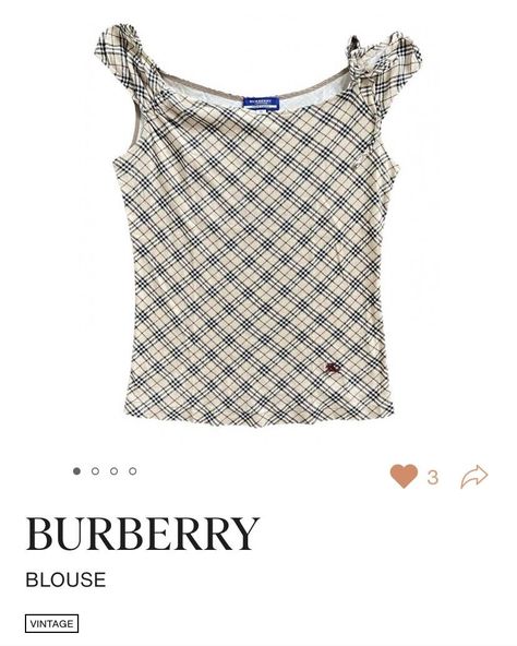 Burberry Tank Top, Burberry Tops Women, Vintage Burberry Aesthetic, Burberry 2000s, Burberry Outfits, Barbie Town, Burberry Aesthetic, Newjeans Fashion, Burberry Blouse