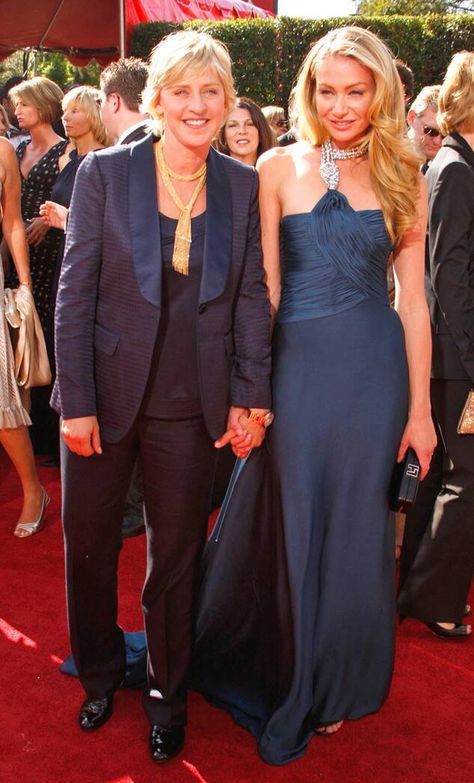 Portia De Rossi Style, Ellen Degeneres And Portia, Ellen And Portia, Portia De Rossi, The Emmys, Famous Couples, Ellen Degeneres, Famous Faces, Lady And Gentlemen