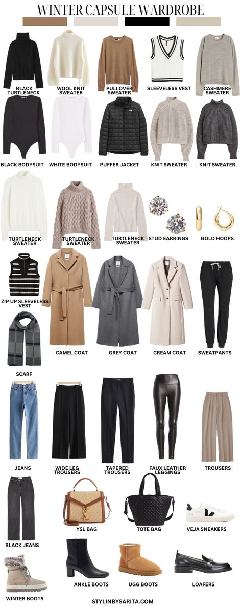 WINTER CAPSULE WARDROBE 2023 | OUTFITS YOU'LL LOVE - Stylin by Sarita Spring Outfits Cold Weather, Winter Capsule Wardrobe 2023, Capsule Wardrobe 2023, Cold Weather Outfits Winter, Capsule Wardrobe Casual, Capsule Wardrobe Women, 2023 Outfits, Travel 2024, Casual Work Outfits Women