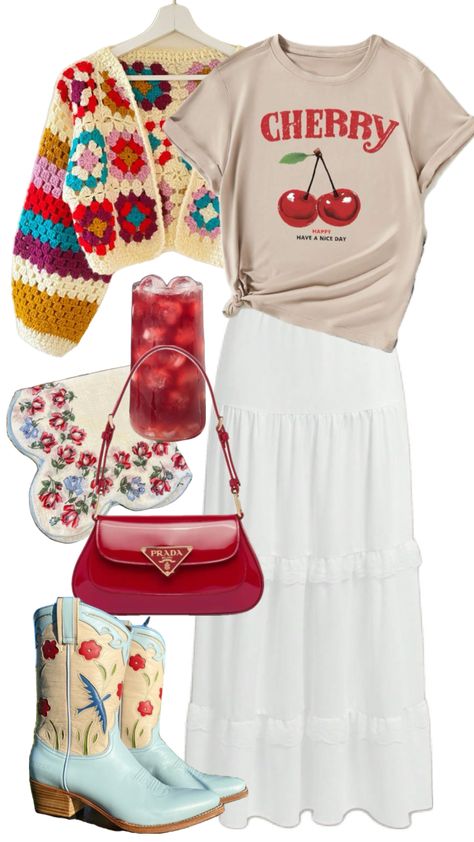 colorful cherry 🍒 inspired outfit #modestfashion #christian #boho #aesthetic #outfitinspo #outfitideas Cherry Inspired Outfit, Boho Skirt Outfit, Cute Teacher Outfits, Teaching Outfits, Modesty Outfits, Cute Modest Outfits, Boho Aesthetic, Cute Comfy Outfits, Swag Outfits