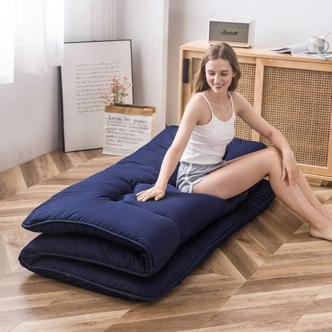 Experience comfort like never before with our Japanese style floor mattress! Measuring 3 inches thick, it's perfect for a variety of uses such as a floor lounger, camping mattress, or temporary bed. Japanese Floor Mattress Room, Best Futon Mattress, Foldable Full Size Mattress, Asian Futon Mattress, Japanese Floor Mattress, Sleep Sofa, Camping Mattress, Mattress On Floor, Futon Mattress