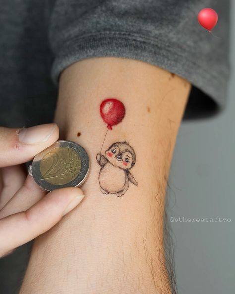 Penguin Tattoo Cute, Matching Penguin Tattoo, Small Penguin Tattoo, Penguin Tattoo Design, Tattoo Duo, Penguin Tattoos, Wife Tattoo, Matching Friend Tattoos, Penguin Tattoo