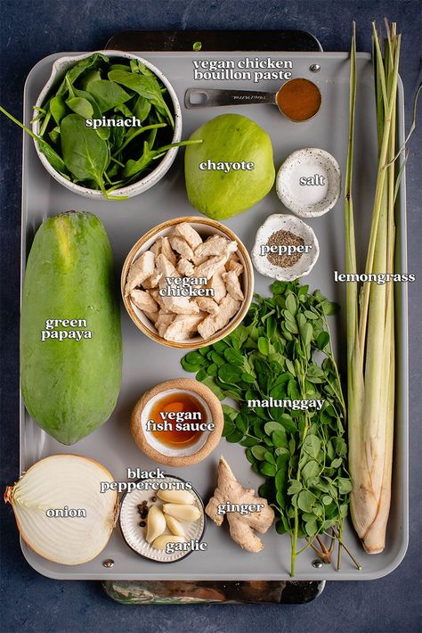 Chicken Tinola, Tinola, Vegan Fish, Green Papaya, Spinach Leaves, Favorite Comfort Food, Cooking For One, Fish Sauce, Yellow Onion