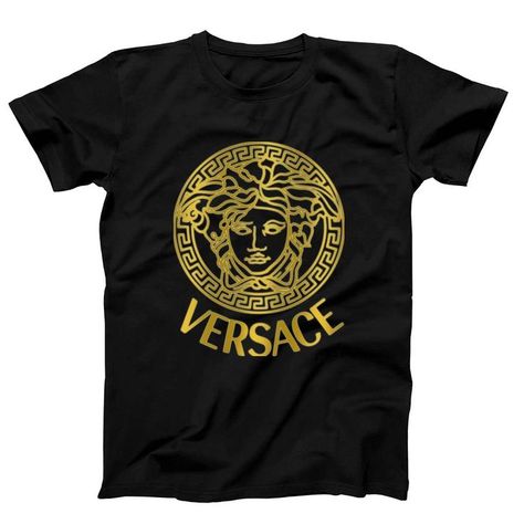 Versace T Shirt Men, Versace Mens Shirt, Versace Clothes, Versace Tshirt, Designer Tees, Versace T Shirt, Money Motivation, Black Men Fashion Swag, Versace Logo