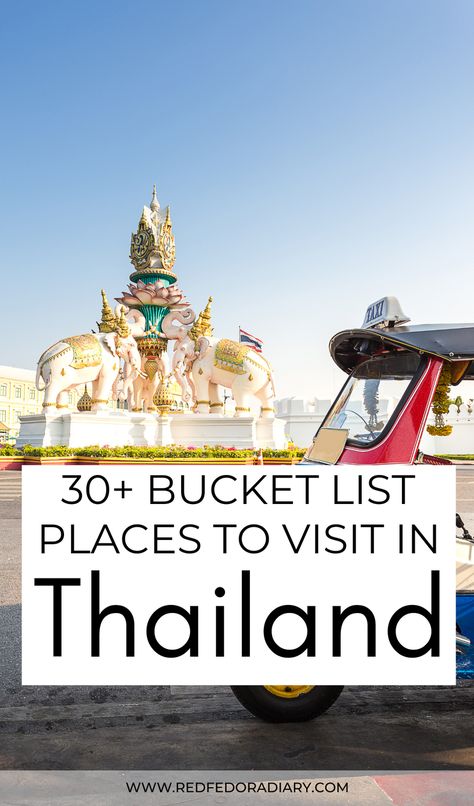 This guide to the most beautiful places in Thailand includes iconic cities, tropical beaches, ancient cities, and unique places in Thailand | Thailand travel | Bangkok travel | Bangkok Thailand | Thailand where to go | where to go in Thailand | places to visit in Thailand bucket lists | Thailand destinations | Thailand places to visit | best places to visit in Thailand | Thailand travel destinations | Thailand travel guide | must-visit places in Thailand | top places to visit in Thailand Thailand Places To Visit, Thailand Attractions, Places In Thailand, Girls Traveling, Places To Visit In Thailand, Traveling Asia, Thailand Places, Things To Do In Thailand, Red Fedora