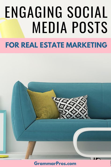 8 simple ideas for marketing real estate on social media that will generate engagement. From real estate Facebook posts to real estate posts for Instagram, we've got you covered. Real estate marketing ideas you'll love! #socialmediaforrealestate #grammarpros #realestatemarketingplan #instagramforrealestateagents #facebookforrealestateagents #instagramforrealestate #facebookforrealestate Real Estate Posts For Facebook, Social Media Posts Ideas, Realtor Advertising, Real Estate Marketing Quotes, Real Estate Marketing Plan, Social Media Post Ideas, Facebook Strategy, Real Estate Training, Realtor Social Media