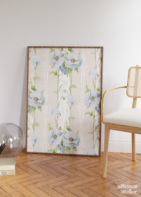 Custom-tailored to harmonize with your coastal granddaughter decor, this artwork features a vintage design with a pattern of delicate blue flowers on a cream background, creating a nostalgic yet timeless piece. 🌊🌸 Key Features 🤍 Nostalgic Elegance: This vintage artwork showcases an exquisite pattern of blue flowers on a cream backdrop.☺️ 🤍 Soft Color Palette: The carefully selected color palette mirrors the natural beauty of the seaside. Please note that minor variations may occur due to screen settings, but rest assured, the beauty remains. 🤍 Premium Quality Print: Crafted on top-quality materials, this print is designed to maintain its allure for years to come. It's a lasting piece of coastal charm for your home. 🤍 Efficient and Secure Shipping: I'm dedicated to getting your order Light Blue Esthetics Room, Beachy Chic Decor, Esthetic House Decor, Blue And Cream Room Aesthetic, White And Blue House Interior Design, Wall Art Inspo Bedroom Aesthetic, Coastal Photo Wall, College Living Room Wall Decor, Coastal Artwork Living Room