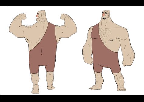 giant Giant Illustration Character Design, Gentle Giant Character Design, Gentle Giant Character, Muscular Character Design, Giant Character Design, King Cartoon, Three Characters, Animation Classes, Mythical Creature