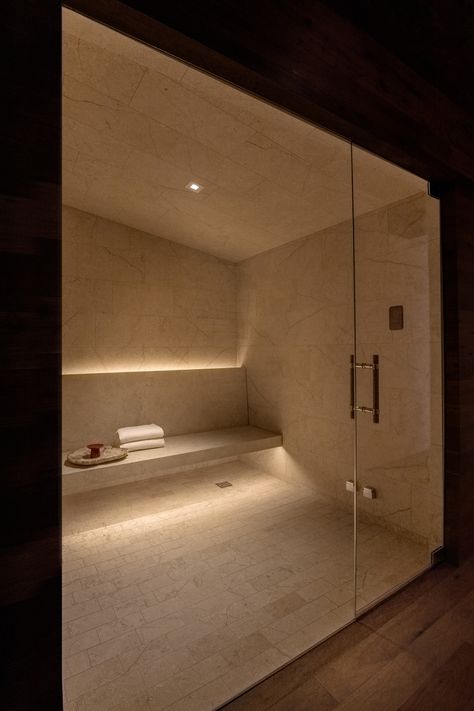 Home Spa Interior Design, Modern Steam Room, Spa Shower Design, Steam Room Aesthetic, Home Hamam, Home Hammam, Wellness Spa Aesthetic, Home Spa Aesthetic, At Home Spa Room