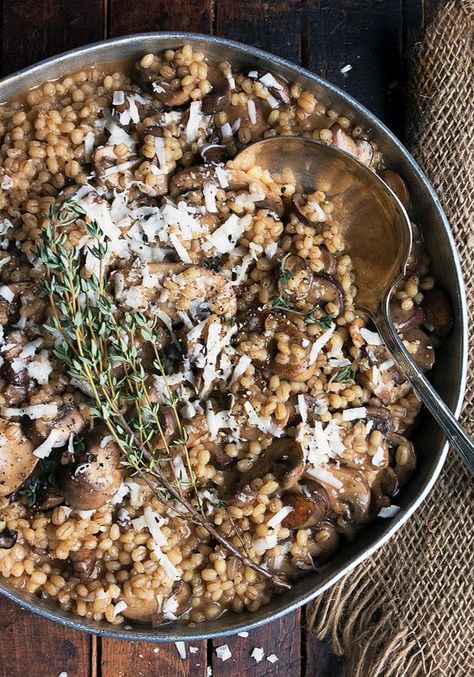 Mushroom Barley Risotto, Barley Risotto Recipe, Easy Hanukkah Recipes, Barley Mushroom, Barley Recipes, Mushroom Barley, How To Cook Barley, Barley Risotto, Barley Recipe