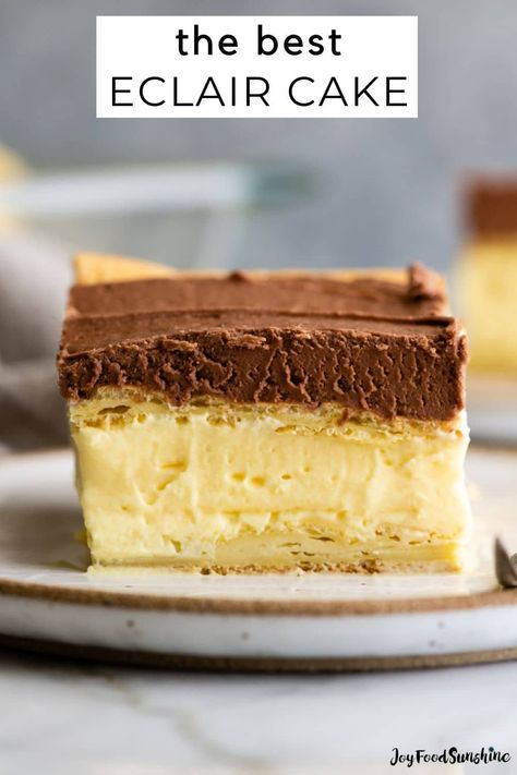 Eclair Filling, Eclair Cake Recipe, Eclairs Dessert, Eclair Cake Recipes, Chocolate Eclair Cake, Frosting Chocolate, Eclair Recipe, Eclair Cake, Chocolate Eclair