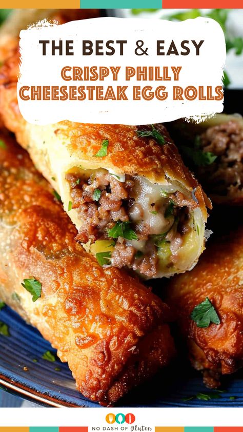 Crispy Philly Cheesesteak Egg Rolls Philly Cheese Steak Egg Rolls Ground Beef, Philly Cheesteak Eggrolls, Brisket Egg Rolls, Philly Cheese Steak Eggrolls, Steak And Cheese Egg Rolls, Philly Cheesesteak Eggrolls, Philly Cheese Steak Egg Rolls, Philly Cheesesteak Rolls, Cheese Steak Egg Rolls