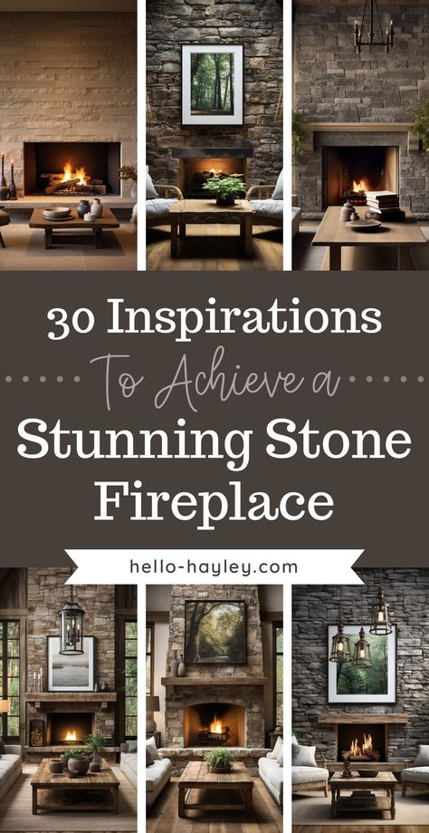 30 Stunning Stone Fireplace Inspiration for Your Home Stacked Rock Fireplace, Stone Fireplace Ideas, Modern Stone Fireplace, Classic Wood Floors, Grey Stone Fireplace, Fireplace Inspiration, Fireplace Style, Dry Stack Stone, Stacked Stone Fireplaces