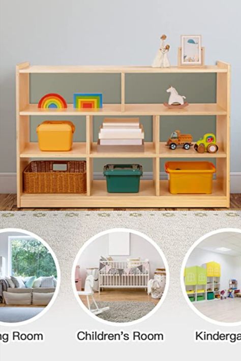 Storage For Kids Room, Bookshelf For Kids, Montessori Bookshelf, Montessori Shelf, Nursery Classroom, Classroom Kindergarten, Wood Storage Cabinet, Montessori Furniture, Cabinets Shelves