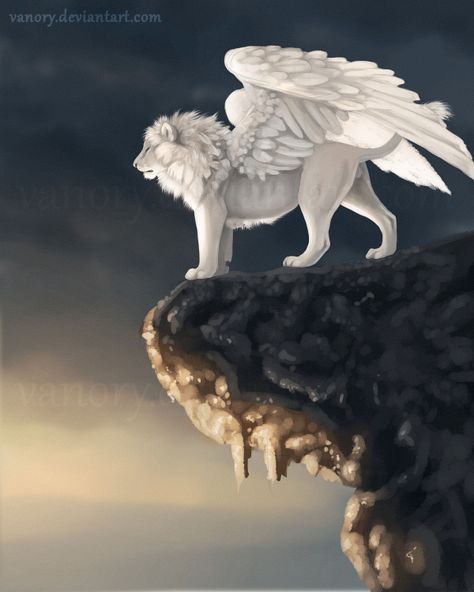 Lion With Wings, Winged Lion, White Lion, White Wings, Lion Sculpture, Lion, Deviantart, Statue, White