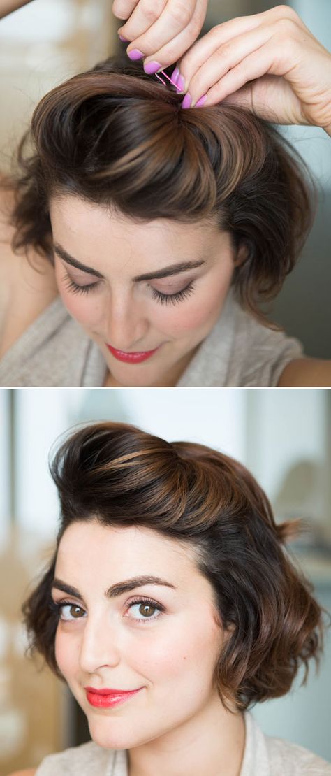 Short Hairstyle Hair Hacks - Tricks for Styling Short Hair - Cosmopolitan Easy Formal Hairstyles, Formal Hairstyles For Short Hair, Short Hair Hacks, Penteado Cabelo Curto, Trendy Hair, Short Hairstyle, Formal Hairstyles, Pompadour, Styling Ideas