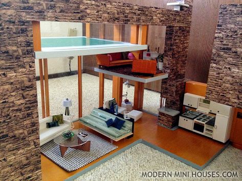 Lundby Dollhouse, Modern Miniatures, Bedroom Cartoon, Modern Dolls House, Barbie Room, Mini Houses, Mini Moderns, Model House, Urban Loft