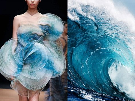 Ocean Inspired Fashion, Water Fashion, Nature Inspired Fashion, Theme Nature, Conceptual Fashion, Fashion Illustration Sketches Dresses, Iris Van Herpen, Ocean Fashion, Fashion Sketchbook