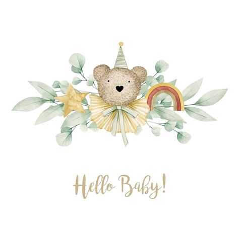 Newborn Card, Rainbow Eucalyptus, Baby Duvet, Baby Deco, Watercolor Boho, Watercolor Vintage, Baby Boy Room Decor, Baby Illustration, Drawing Clipart