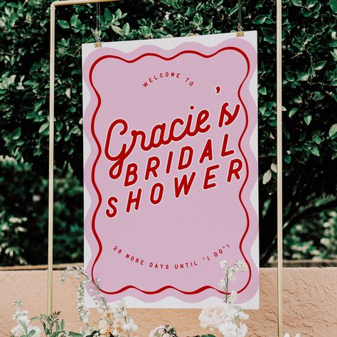 Bridal Shower Signage, Retro Bridal Showers, Retro Bridal, Wedding Accesories, Party Welcome Sign, Graphics Layout, Heart Cake, Wedding Idea, Bridal Shower Theme