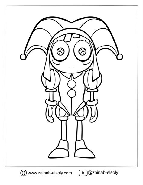 Free coloring page for character called pomni Pomni Drawing, Pomni Drawing Ideas, Pomni Coloring Pages, The Amazing Digital Circus Coloring Page, The Amazing Digital Circus Drawing, Amazing Digital Circus Coloring Page, Digital Circus Drawing, The Amazing Digital Circus Pomni, Digital Circus Coloring Page