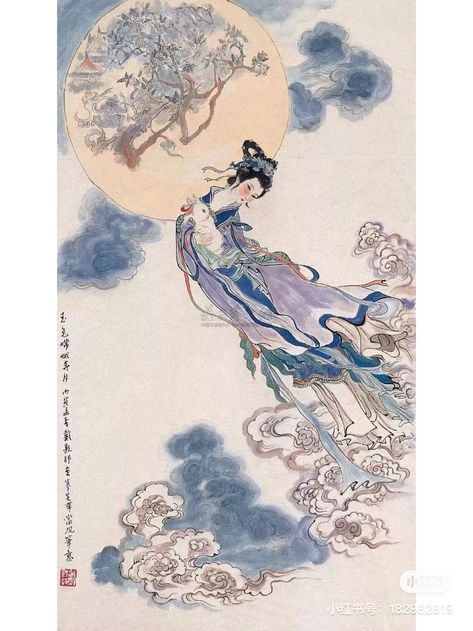 Moon Rabbit, Chinese Illustration, Moon Palace, Chinese Art Painting, Ancient Chinese Art, Moon Festival, Drawstring Dress, Chinese Mythology, Autumn Festival