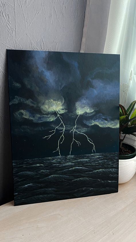 Storm Painting Acrylic, Sea Storm Painting, Storm Sketch, Storm Drawing, Random Painting, Storm Painting, Storm Art, Jesus Artwork, Sea Painting