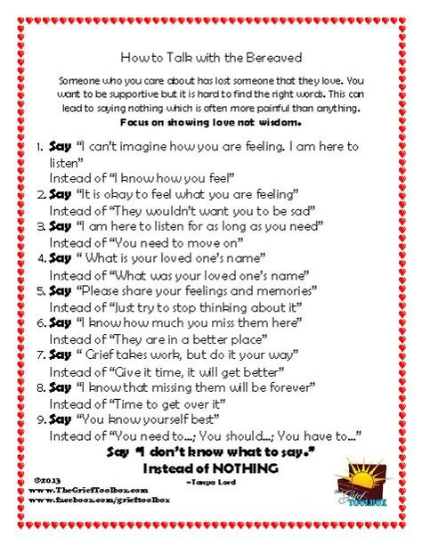 How to Talk to the Bereaved | The Grief Toolbox. Not sure what to say to  say to a student or friend who has lost a loved one, or looking for supportive tips to help your class or child to speak with sensitivity to a grieving person? Try these tips. How To Be A Good Therapist, Hard Conversations, Bereavement Support, Child Life Specialist, Mental Health Counseling, Common Phrases, Counseling Activities, Counseling Resources, How To Talk