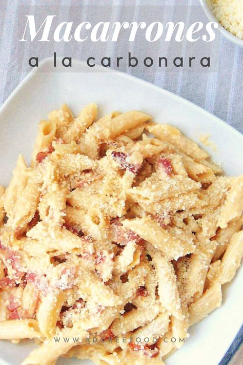 Macaroni Carbonara, Fettuccine Carbonara, Pasta A La Carbonara, Carbonara Sauce, Ideas Cocina, Pasta Carbonara, Carbonara Pasta, Penne Pasta, Rigatoni