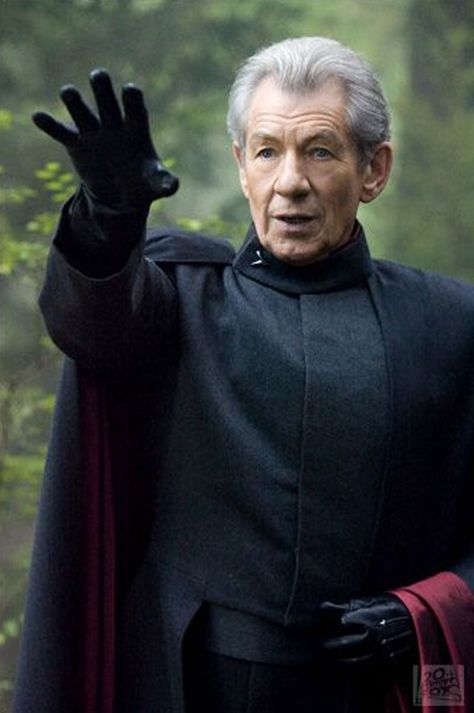 Such a deep and conflicted character requires a good actor, and that actor was Sir Ian McKellan, whose rich voice and piercing gaze gave Magneto a domineering presence in the X-Men movies. Description from suggest.com. I searched for this on bing.com/images Erik Lensherr, X Men Costumes, Xmen Movie, Sir Ian Mckellen, Erik Lehnsherr, Ian Mckellen, Last Stand, Movies And Series, Man Movies