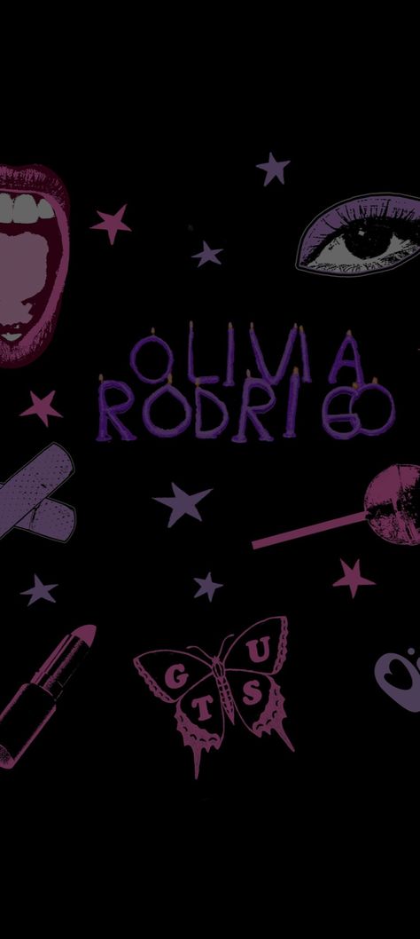 Olivia Rodrigo Wallpaper, Black And Purple Wallpaper, Olivia Lyrics, Olivia + Core + Aesthetic, Purple Wallpaper Iphone, Edgy Wallpaper, Cute Wallpaper For Phone, + Core + Aesthetic, Pretty Wallpaper Iphone