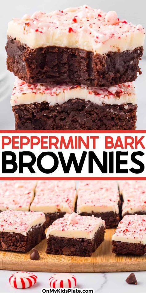 Christmas Dessert To Make With Kids, Peppermint Frosted Brownies, Brownies With Peppermint Frosting, Seasonal Baking Recipes, Peppermint Brownie Recipes, Christmas Peppermint Brownies, Baking Recipes Desserts Christmas, Nanimono Bars Mint, Christmas Dessert Peppermint