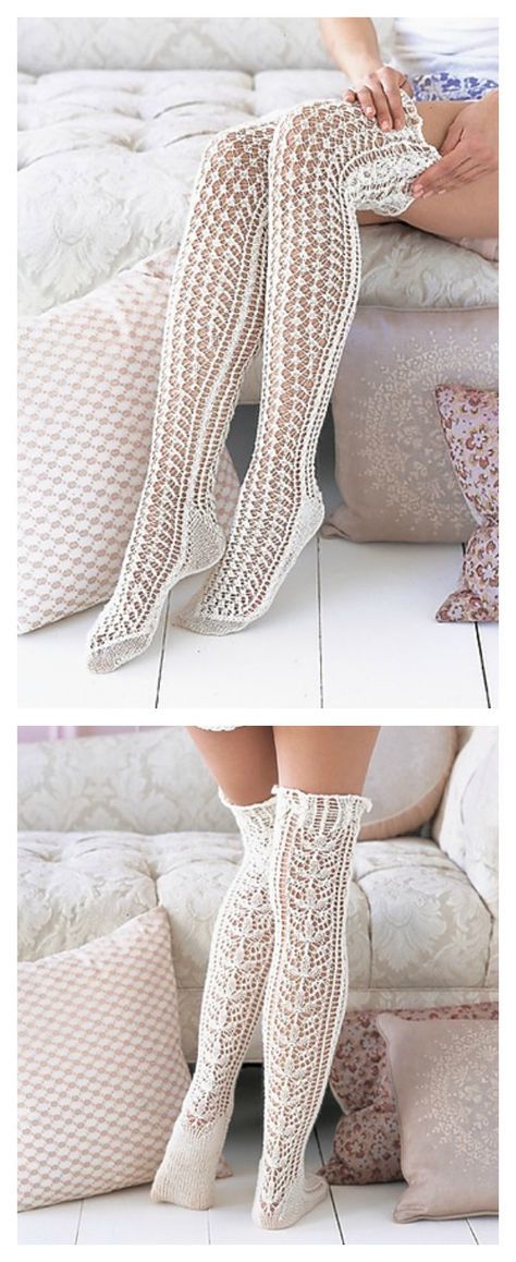 Lace Stockings Knitting Pattern Knit Thigh High Socks Pattern, Crochet Fishnet Stockings Pattern, Stockings Knitting Pattern, Stocking Pattern Free, Stockings Outfit, Lace Stockings, Soap Recipe, Knit Stockings, Stocking Pattern