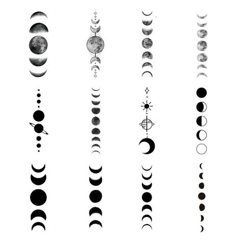 Moon Cycle Tattoo, Small Moon Tattoos, Moon Phases Tattoo, Tattoo Moon, Bts Tattoos, Muster Tattoos, Moon Tattoo Designs, Phases Of The Moon, Discreet Tattoos