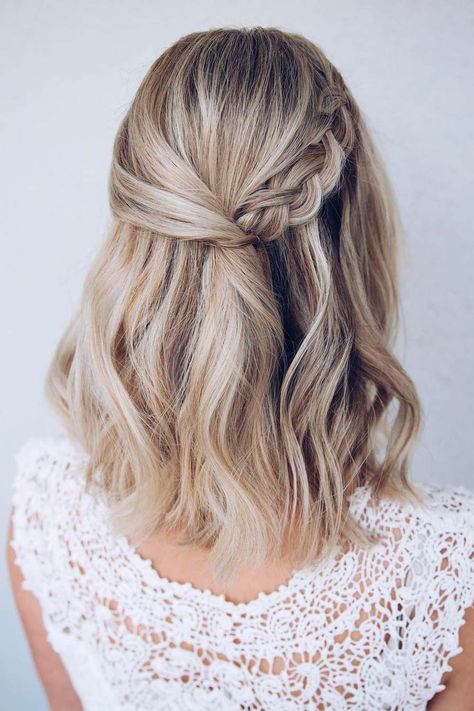 Half Up Half Down Wedding Hairstyles Half Up Wedding, Wedding Hairstyles For Medium Hair, Wedding Hair Half, Bridesmaid Hair Medium Length, Wedding Hairstyles Medium Length, Guest Hair, Bridesmaid Hair Half Up, Shoulder Hair, Wedding Guest Hairstyles