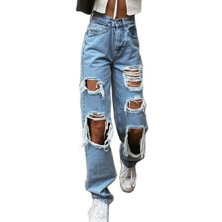 Baggy Jeans For Women, Pretty Fits, Ripped Jeans Women, Retro Pants, Jeans Destroyed, Jean Large, Jean Vintage, Moda Jeans, Denim Pants Women