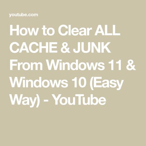 How to Clear ALL CACHE & JUNK From Windows 11 & Windows 10 (Easy Way) - YouTube Windows Tips And Tricks, How To Fix Old Windows, Windows 10 Hacks, Laptop Hacks Tips Windows 11, Windows 11 Tips And Tricks, Window 10 Shortcut Keys, Computer File, Windows 10, 10 Things