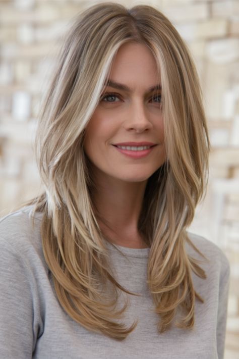 Trendy Layered Fall Hairstyles 2024 for All Hair Types – Sleek, Voluminous, and Low-Maintenance Looks Lots Of Layers Medium Hair Straight, Layered Fine Hair Long, Long Layers For Volume, Layered Haircuts For Medium Long Hair, Long Hair Trends 2024, Medium Layers Hair, Haircuts For Long Fine Hair, Warm Blonde Highlights, Long Fine Hair