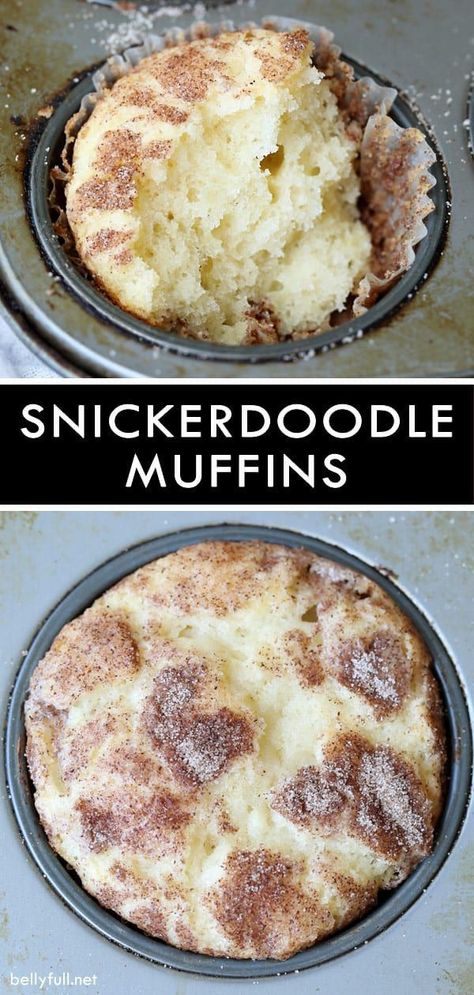 Delicious and tender Snickerdoodle Muffins that taste like a snickerdoodle cookie, perfect for breakfast or dessert! #snickerdoodles #muffins Snickerdoodle Bread, Snickerdoodle Muffins, Moist Muffins, Snickerdoodle Cookies, Homemade Muffins, Baked Dessert Recipes, Köstliche Desserts, Snickerdoodles, Muffin Recipes