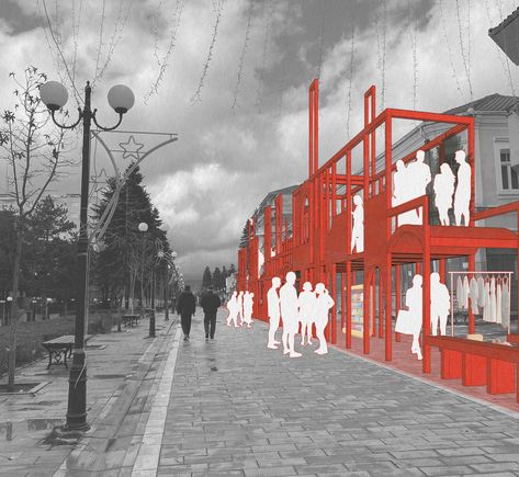 Bernard Tschumi Urban Revitalization :: Behance Graphic Illustration Architecture, Urban Revitalization Projects, Architecture Drawing Collage, Revitalization Architecture, Architecture Visualization Collage, Collage Perspective, Narrative Architecture, Architecture Visualization Photoshop, Urban Revitalization