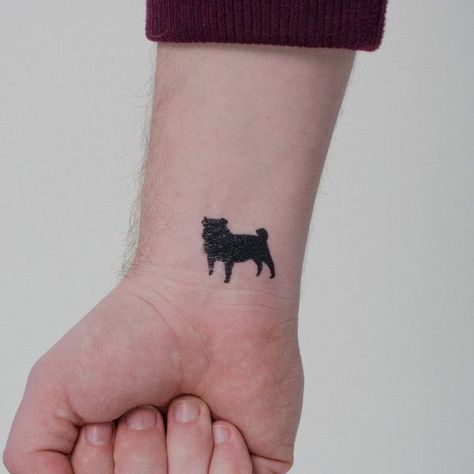 38 Of The Best Pug Tattoo Ideas Ever | PetPress Geometric Dog Tattoo, Pug Tattoo, Silhouette Tattoos, Black Pug, Face Tattoos, Ink Master, Dog Tattoo, Trendy Tattoos, Dog Tattoos