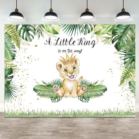 Amazon.com : Hilioens 7×5ft Lion Baby Shower Backdrop A Little King is On The Way Background Safari Baby Boy Lion Baby Shower Party Cake Table Decoration Banner Photo Booth Props : Electronics Safari Baby Boy, Safari Baby Shower Boy, Lion Baby Shower, Party Cake Table, Lion King Baby Shower, Lion King Baby, Lion Baby, Banner Photo, Cake Table Decorations